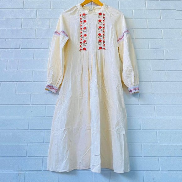 White Oversized Peasant Long Sleeve Shift Dress